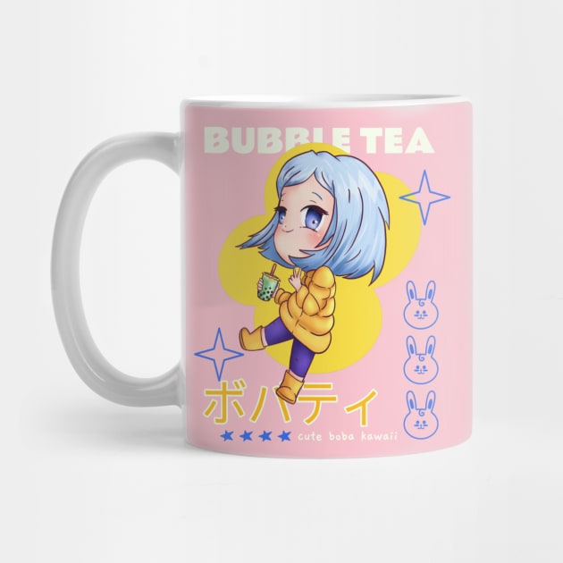 Kawaii Bubble Tea Boba Cute Anime Girl by Tip Top Tee's